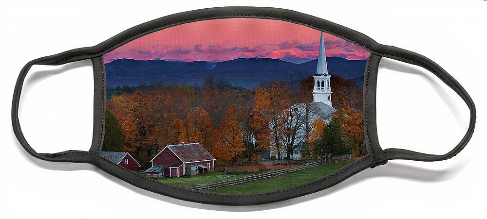 Vermont Face Mask featuring the photograph Peacham Village Fall Evening by Tim Kirchoff