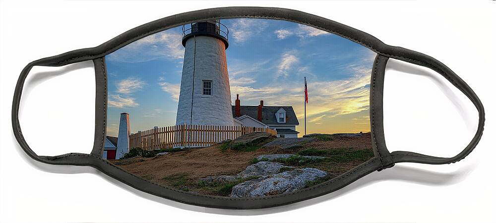 Pemaquid Point Lighthouse Face Mask featuring the photograph Pemaquid Point Lighthouse at Sunset by Rick Berk