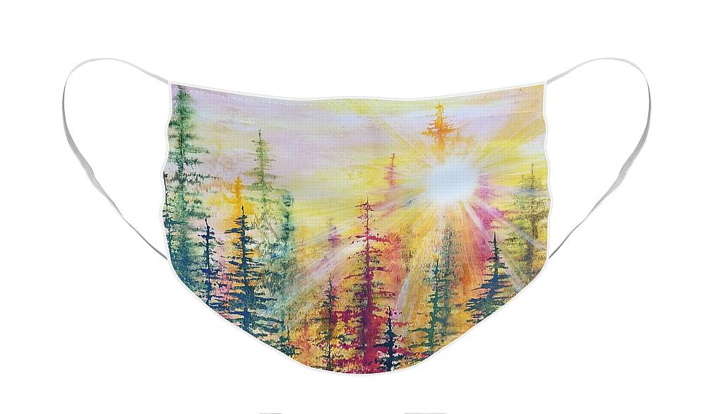 Sunshine Face Mask featuring the painting Peeking into Heaven 2 by Lisa Debaets