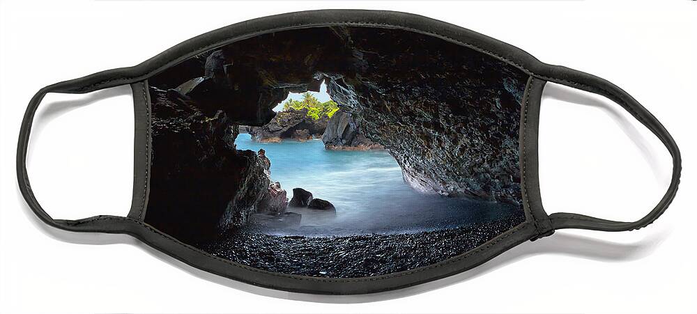Hana Face Mask featuring the photograph Peeking Through the Lava Tube by Susan Rissi Tregoning