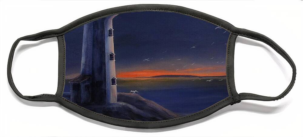 Seascape Face Mask featuring the painting Peggy's Cove Lighthouse by Wayne Enslow