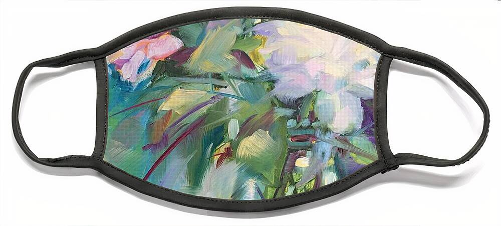 Peonies Face Mask featuring the painting Peonies in jar by Rebecca Matthews