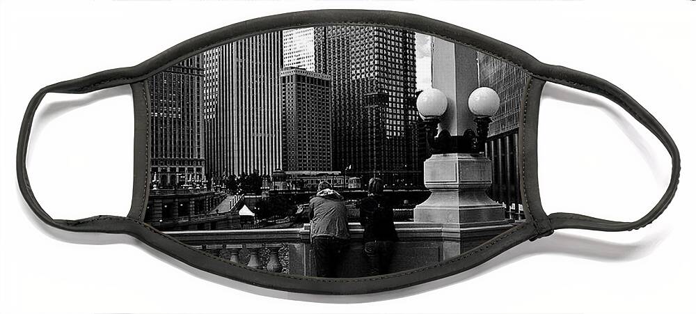 Frank-j-casella Face Mask featuring the photograph People and Skyscrapers by Frank J Casella