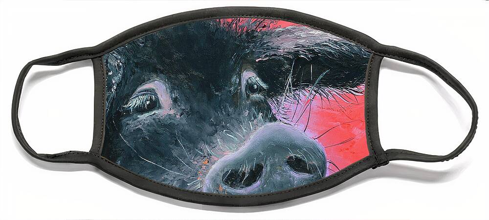 Pig Face Mask featuring the painting Percival the Black Pig by Jan Matson