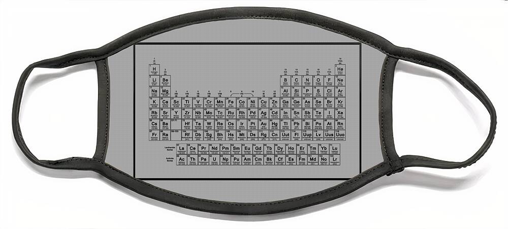 'the Elements' Collection By Serge Averbukh Face Mask featuring the digital art Periodic Table of Elements - Black on Light Metal by Serge Averbukh