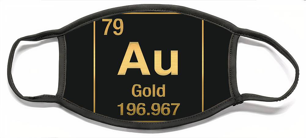'the Elements' Collection By Serge Averbukh Face Mask featuring the digital art Periodic Table of Elements - Gold - Au - Gold on Black by Serge Averbukh
