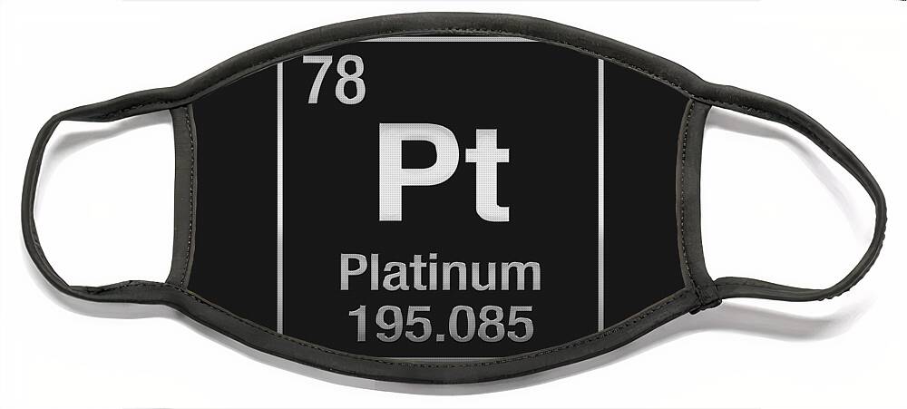 'the Elements' Collection By Serge Averbukh Chemistry Face Mask featuring the digital art Periodic Table of Elements - Platinum - Pt - Platinum on Black by Serge Averbukh