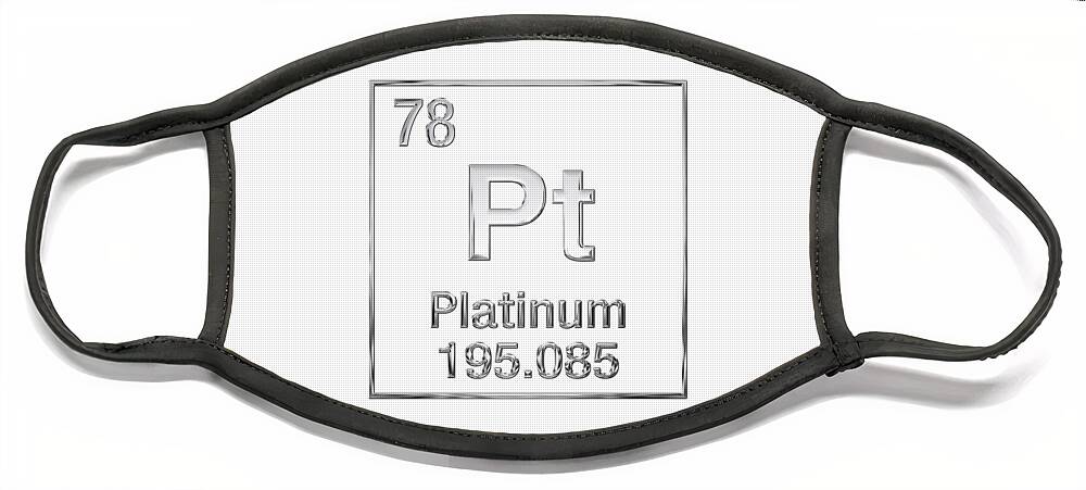 'the Elements' Collection By Serge Averbukh Face Mask featuring the digital art Periodic Table of Elements - Platinum - Pt by Serge Averbukh