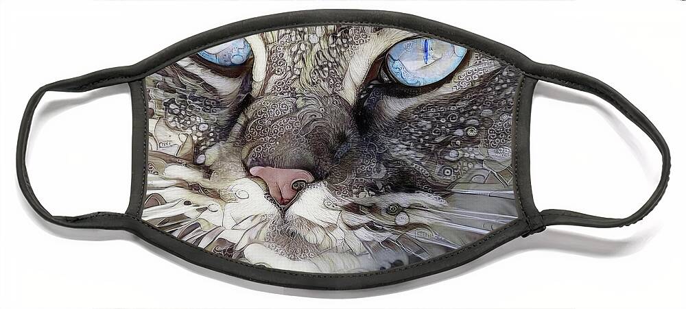 Long Haired Cat Face Mask featuring the digital art Perry the Persian Cat by Peggy Collins