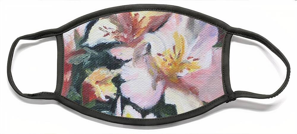 Acrylic Face Mask featuring the painting Peruvian Lily by Paula Pagliughi