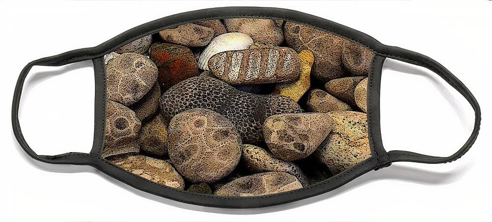 Stone Face Mask featuring the photograph Petoskey Stones with Shells l by Michelle Calkins