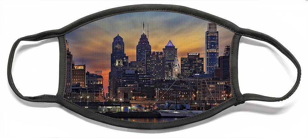 Philadelphia Skyline Face Mask featuring the photograph Philadelphia Skyline by Susan Candelario