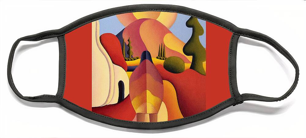 Irish Face Mask featuring the painting Pilgrimage To The Sacred Mountain 2 by Alan Kenny
