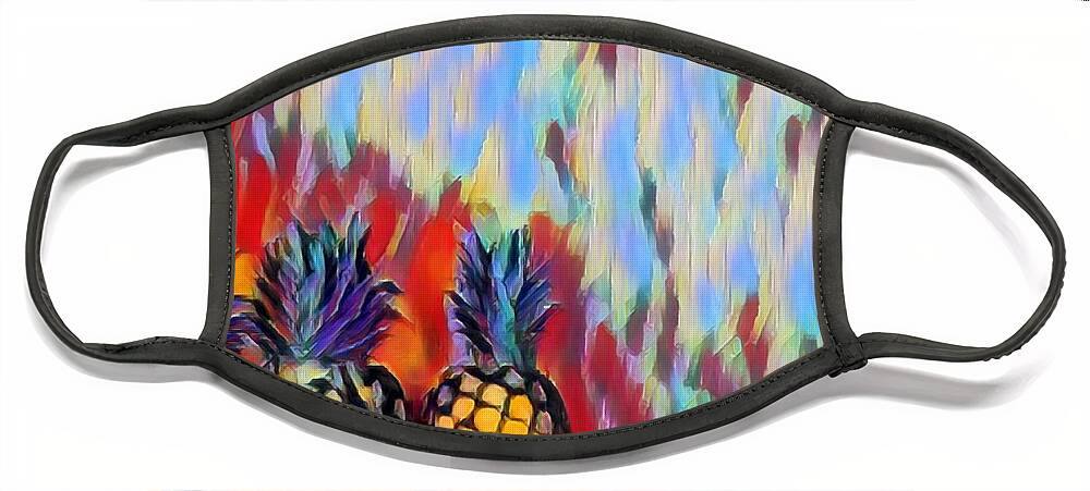 Pineapple Face Mask featuring the painting Pineapples 3 by Chris Butler