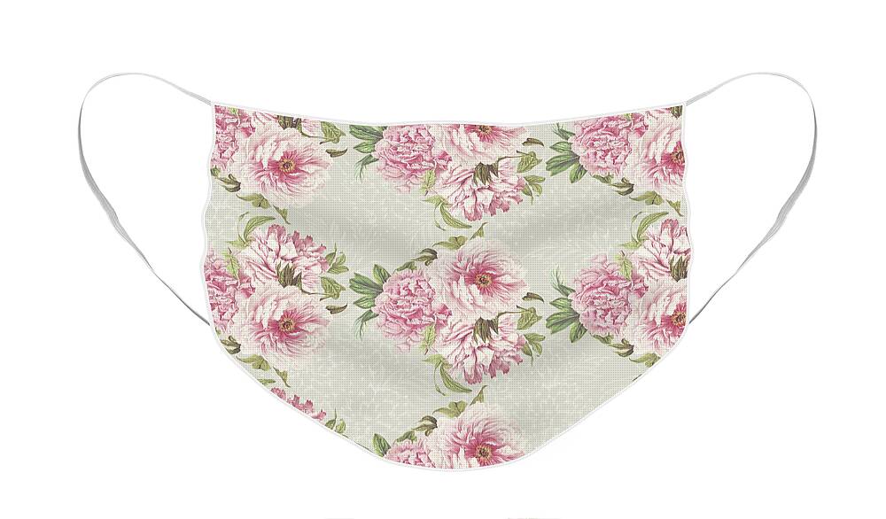 Peony Face Mask featuring the photograph Pink Peony Pattern by Sylvia Cook