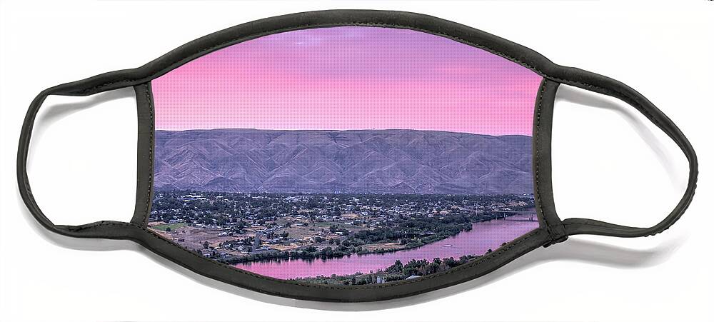 Lewiston Face Mask featuring the photograph Pink Sky Valley by Brad Stinson