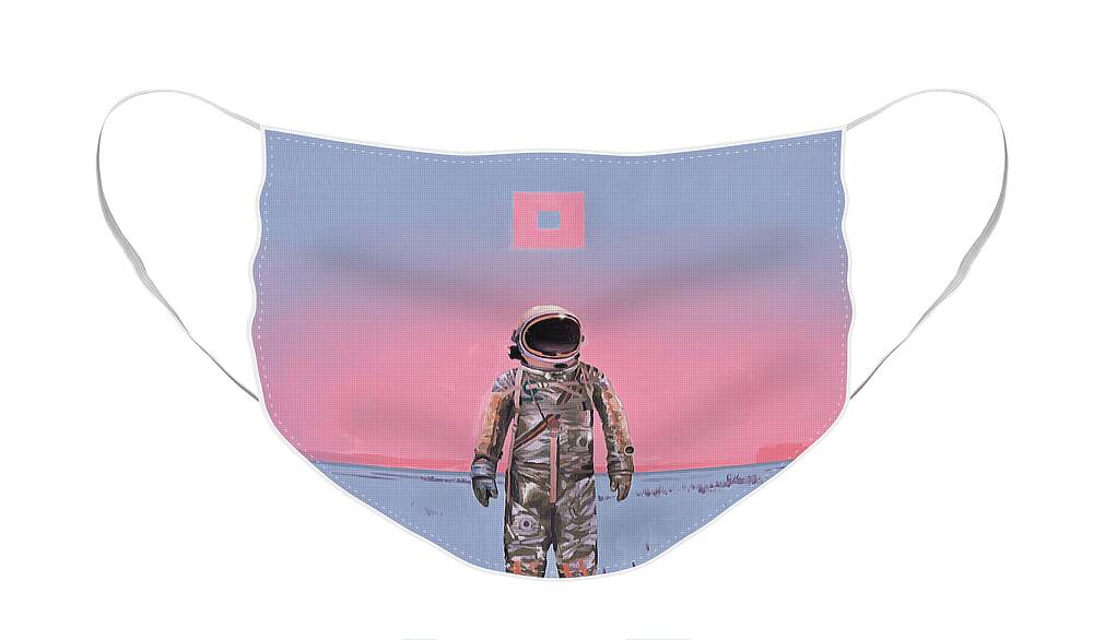Space Face Mask featuring the painting Pink Square by Scott Listfield