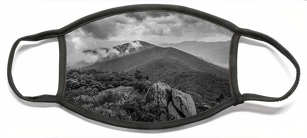 Asheville Face Mask featuring the photograph Pinnacle-BW by Joye Ardyn Durham