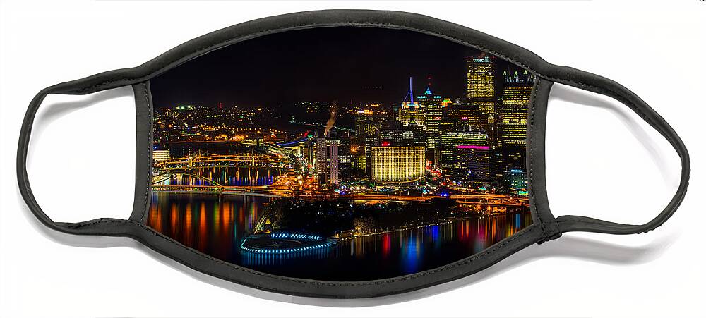 Pittsburgh Face Mask featuring the photograph Pittsburgh Pennsylvania city skyline at night by Amy Cicconi