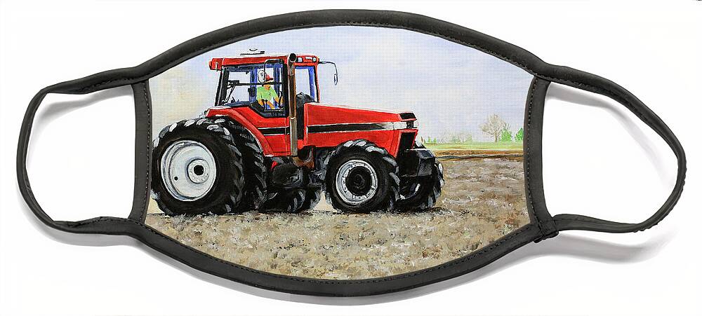 Farm Face Mask featuring the painting Plowing the Field by Karl Wagner