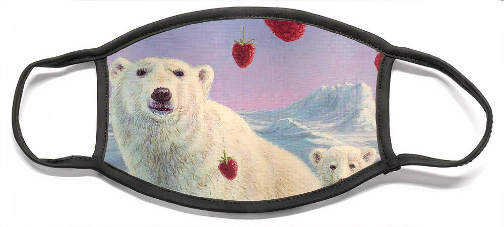 Polar Bears Face Mask featuring the painting Polar Berries by James W Johnson