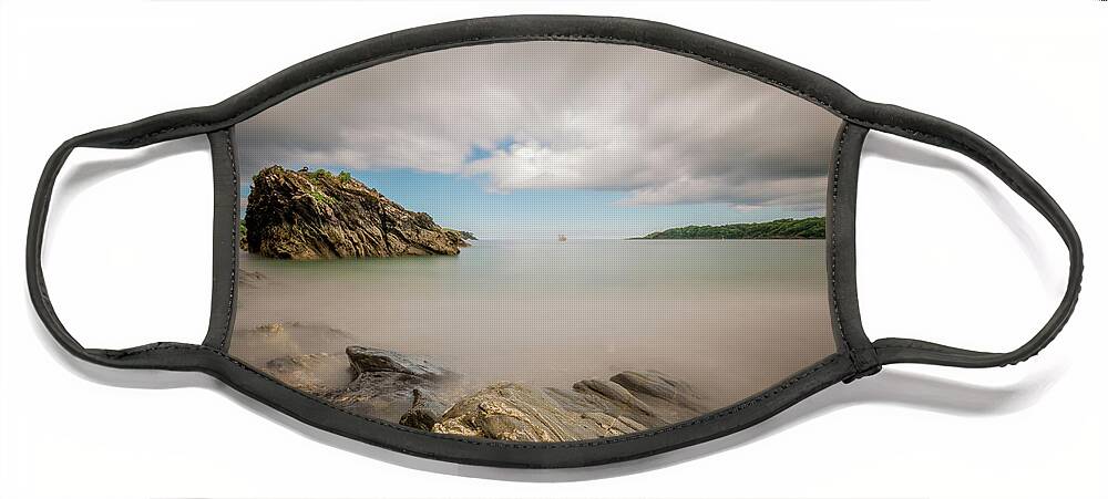 Polgwidden Face Mask featuring the photograph Polgwidden Cove, Cornwall by Nigel R Bell