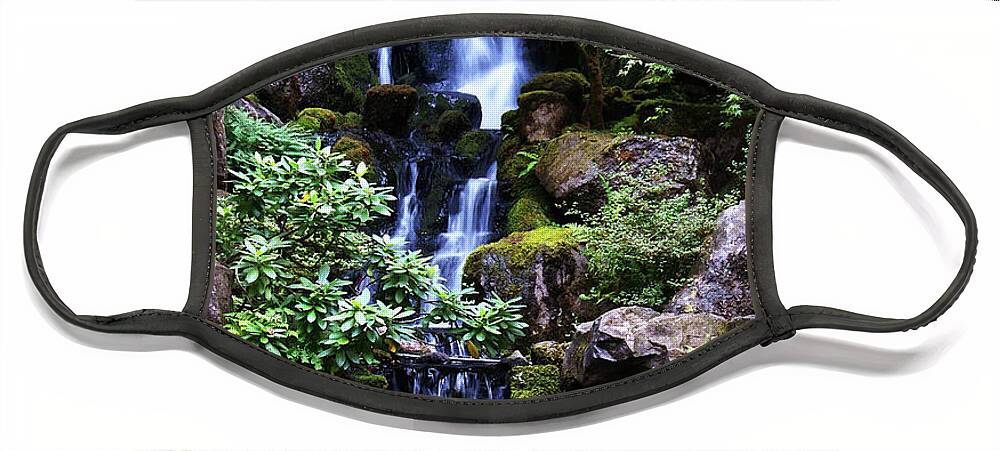 Zen Face Mask featuring the photograph Pond Waterfall by Anthony Jones