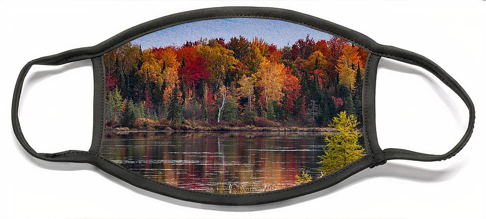 Pondicherry Wildlife Conservation Face Mask featuring the photograph Pondicherry fall foliage reflection by Jeff Folger
