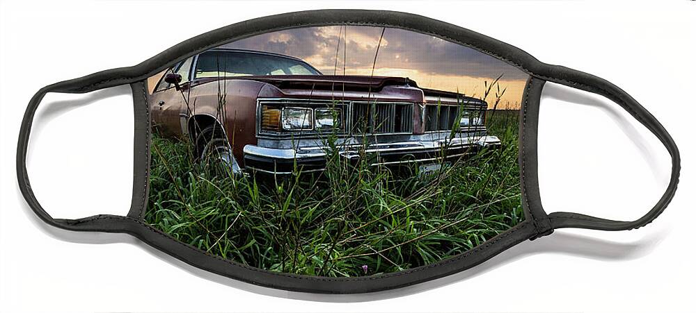 Field Face Mask featuring the photograph Pontiac sunset by Aaron J Groen