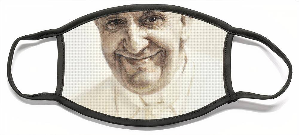 Pope Face Mask featuring the painting Pope Francis, Joyful Father by Smith Catholic Art