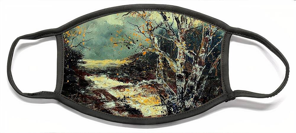 Tree Face Mask featuring the painting Poplars 45 by Pol Ledent