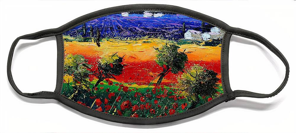 Poppy Face Mask featuring the painting Poppies in Provence by Pol Ledent