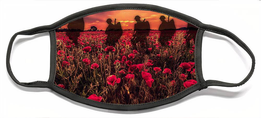 Soldier Face Mask featuring the digital art Poppy Walk by Airpower Art