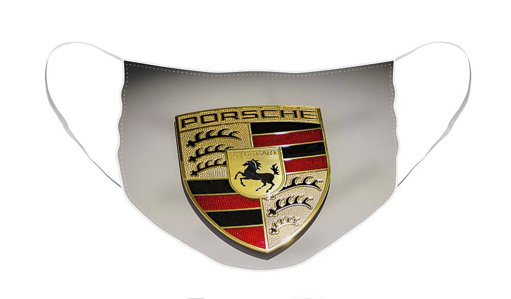 Porsche Logo Face Mask featuring the photograph Porsche Car Emblem by Stefano Senise