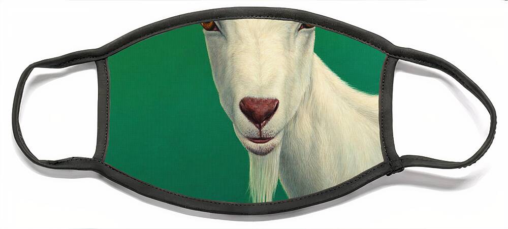 #faatoppicks Face Mask featuring the painting Portrait of a Goat by James W Johnson