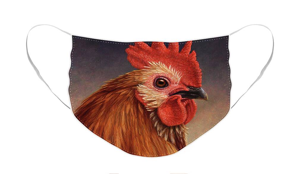 Rooster Face Mask featuring the painting Portrait of a Rooster by James W Johnson