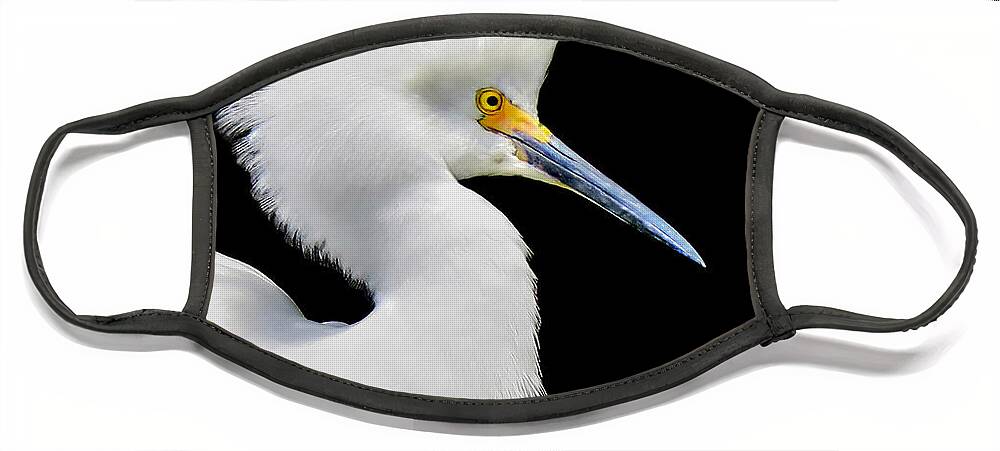 Snowy White Face Mask featuring the photograph Portrait of a Snowy White Egret by Jennie Breeze