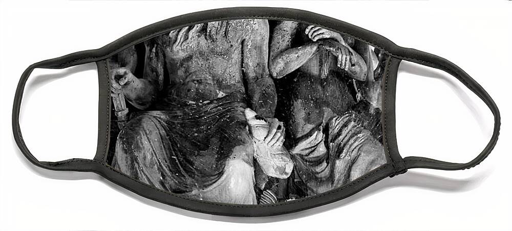 Monochrome Face Mask featuring the photograph Poseiden and Friends - B-W by Christopher Holmes