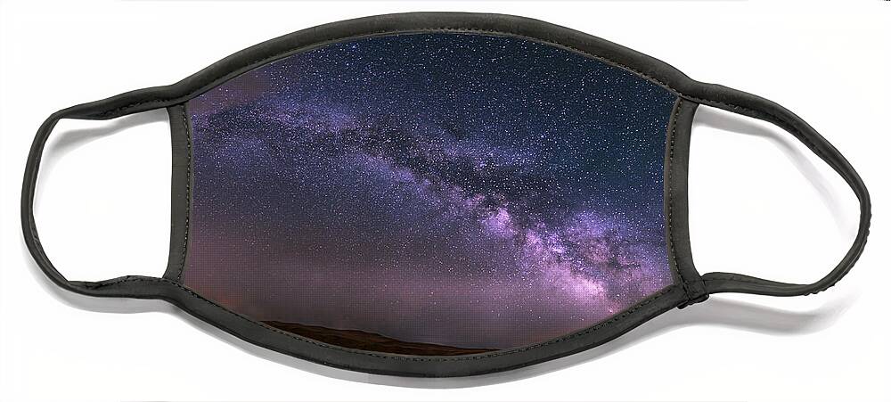 Milky Way Face Mask featuring the photograph Prairie Night's Glitter by Greni Graph