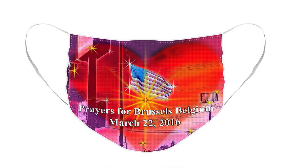 Artist Barbara Tristan Face Mask featuring the photograph Prayers for Brussels #9726_4 by Barbara Tristan