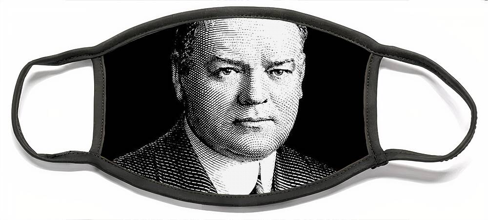 Herbert Hoover Face Mask featuring the digital art President Herbert Hoover Graphic by War Is Hell Store