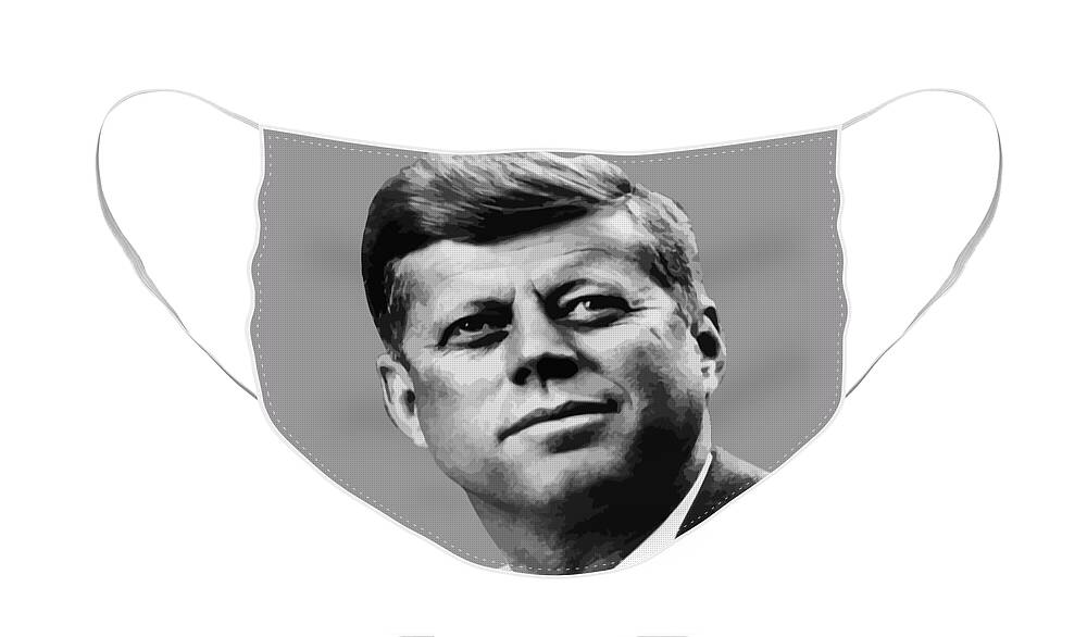 John Kennedy Face Mask featuring the painting President Kennedy by War Is Hell Store