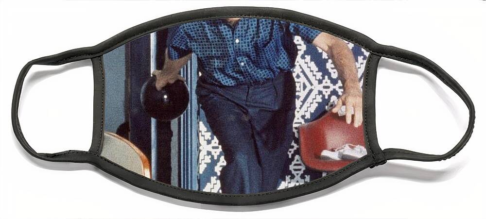 President Face Mask featuring the painting President Richard Nixon Bowling At The White House In 1970 by Celestial Images
