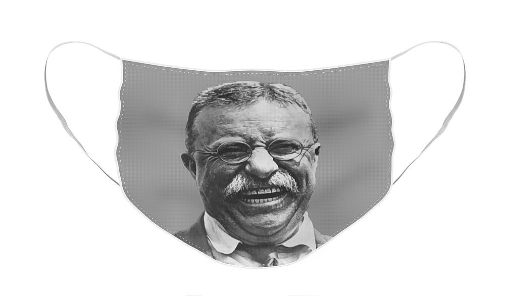 Teddy Roosevelt Face Mask featuring the painting President Teddy Roosevelt by War Is Hell Store