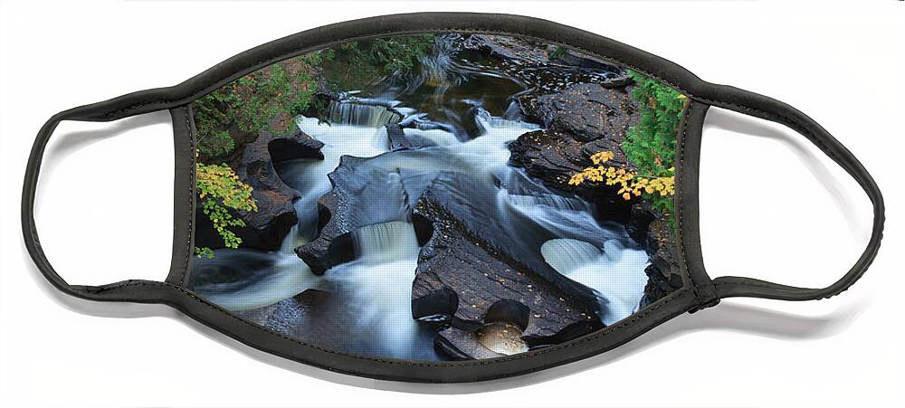 Porcupine Mountains And Upper Peninsula Face Mask featuring the photograph Presque Isle River by Paul Schultz