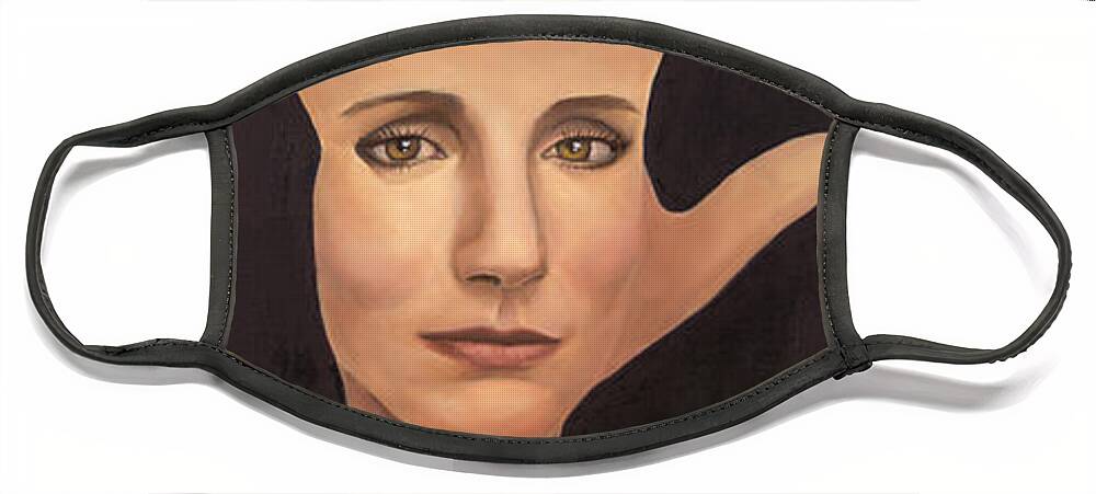Faces In Unusual Places Face Mask featuring the painting Pretty Palm by Sandi Snead