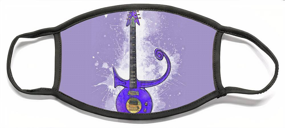 Prince Face Mask featuring the digital art Prince Guitar by Tim Wemple