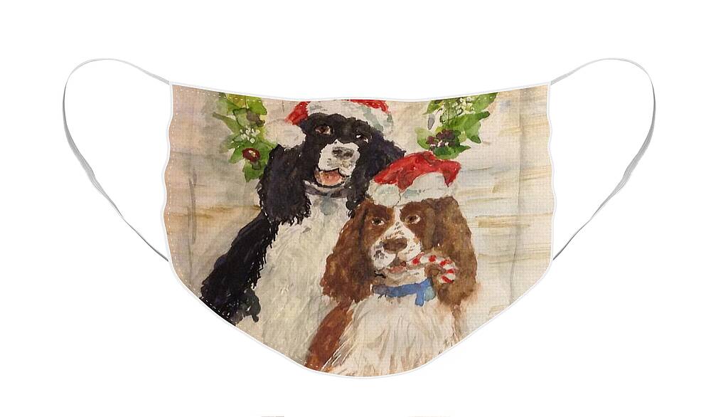 Springer Spaniels Face Mask featuring the painting Princess and Evita by Cheryl Wallace