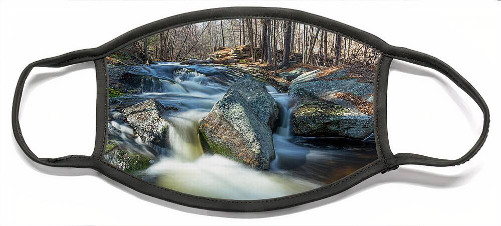 Princeton Ma Mass Massachusetts Newengland New England U.s.a. Usa Brian Hale Brianhalephoto Outside Outdoors Nature Natural Sky Trees Forest Woods Secluded Water Waterfall Falls Long Exposure Rocks Rocky Face Mask featuring the photograph Princeton Waterfall 1 by Brian Hale