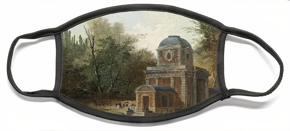 Hubert Robert Face Mask featuring the painting Project for the Pavillon de Cleves of Maupertuis by Hubert Robert